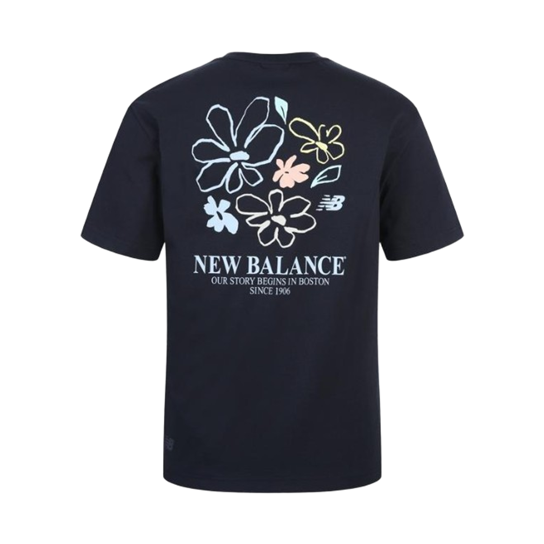 뉴발란스 플라워 세미 오버 핏 숏슬리브 티셔츠 네이비(New Balance Flower Semi Over Fit Short Sleeve T-Shirt Navy)