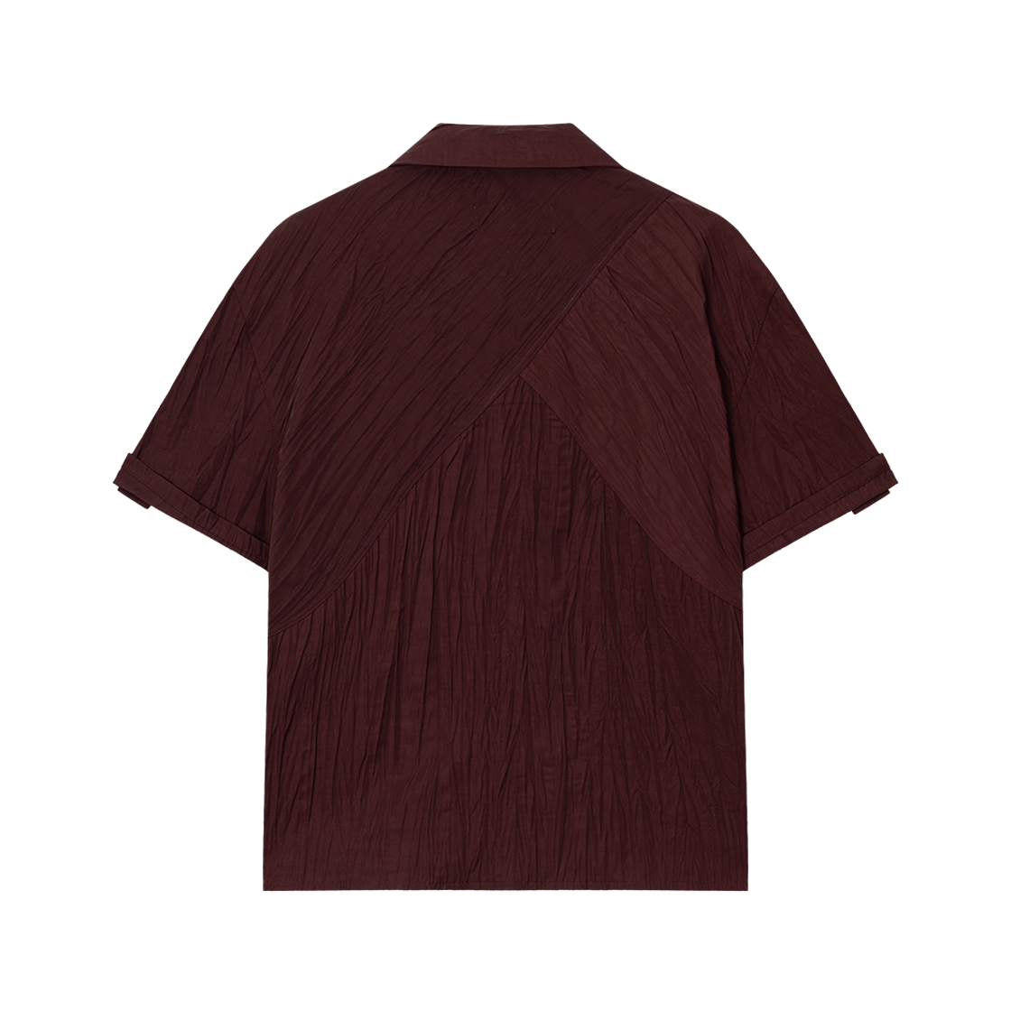 웨이비니스 크리즈드 오픈 카라 하프 셔츠 버건디(Waviness Creased Open Collar Half Shirts Burgundy) - 2