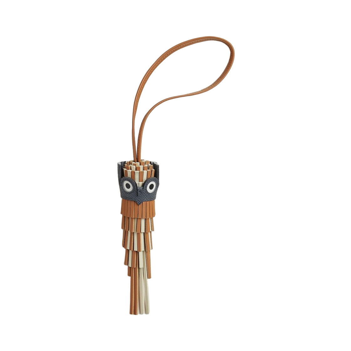 H085001CAAH Hermes Chouette Charm Milo Swift & Gold Craie Gold Misty Blanc