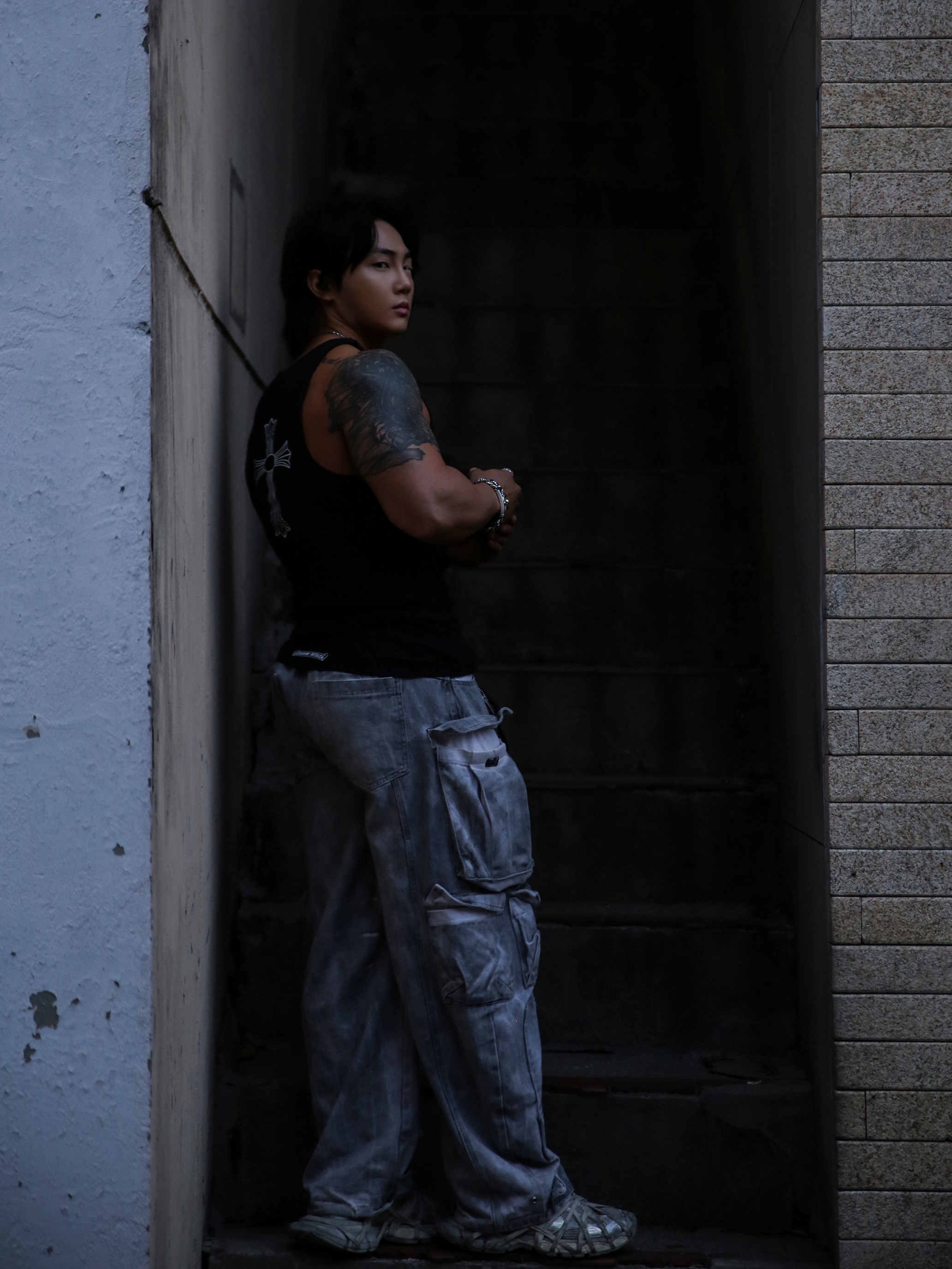 Chrome Hearts Cross T-Bar Logo Tank Top Black, Hansroom Chrome Hearts Dagger ID Fancy Bracelet 착용 스타일 - 4