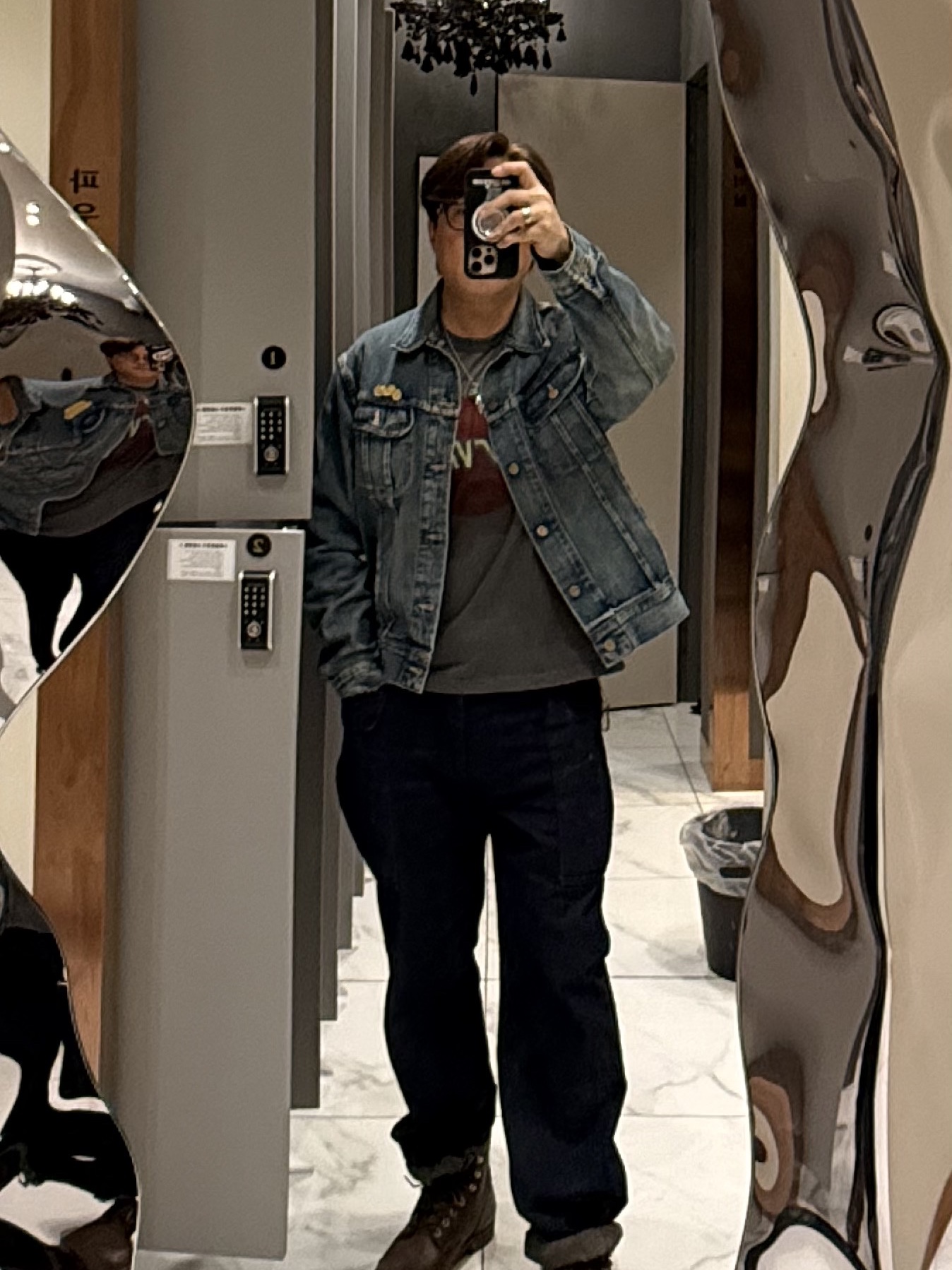 Double RL Indigo Denim Jacket Leland Wash 착용 스타일