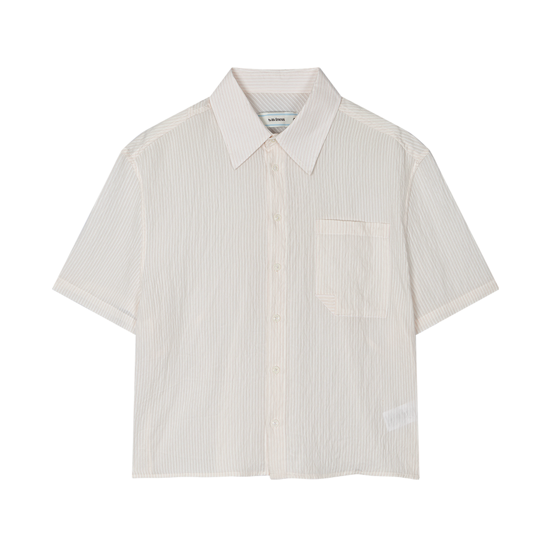웨이비니스 쉬어 오리가미 크롭 하프 셔츠 핑크(Waviness Sheer Origami Crop Half Shirts Pink)