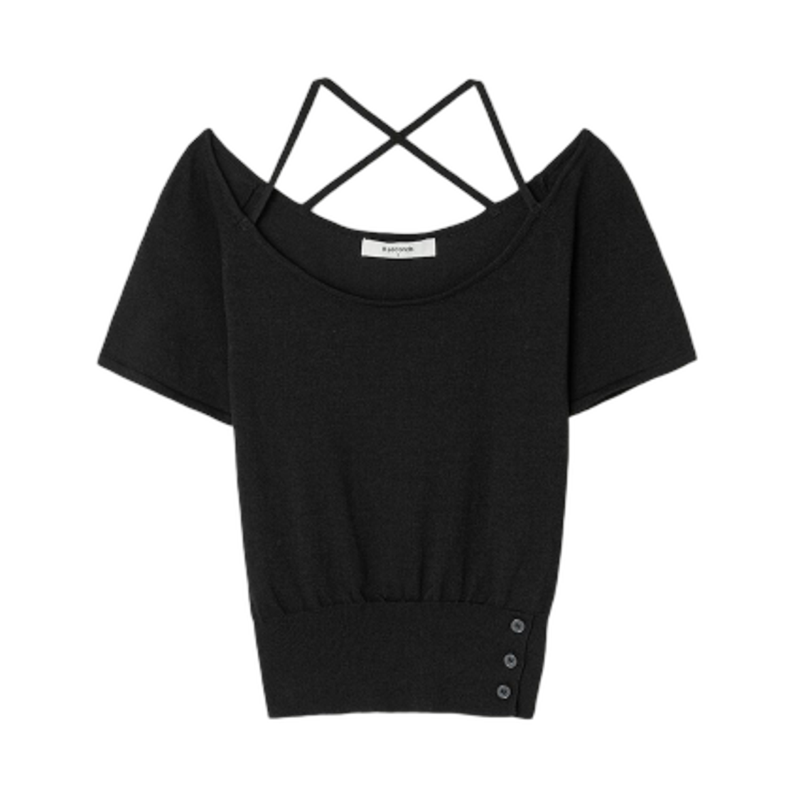 325551LY25 (W) 8seconds Scoop Neck Strap Short Sleeve Pullover Black