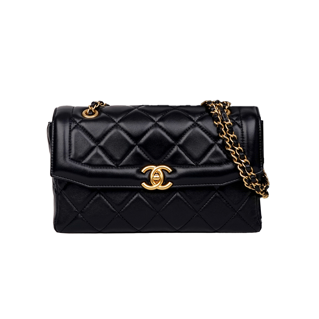 ITHA2L5KNE87 Chanel Mini Flap Bag in Black Lambskin Gold Hardware