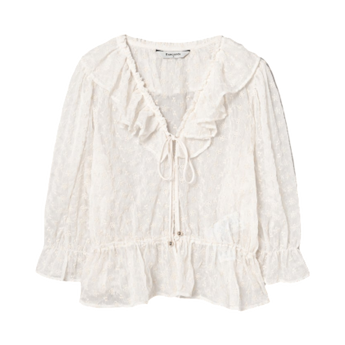 115464AQ10 (W) 8seconds Embroidered Frill Blouse Ivory