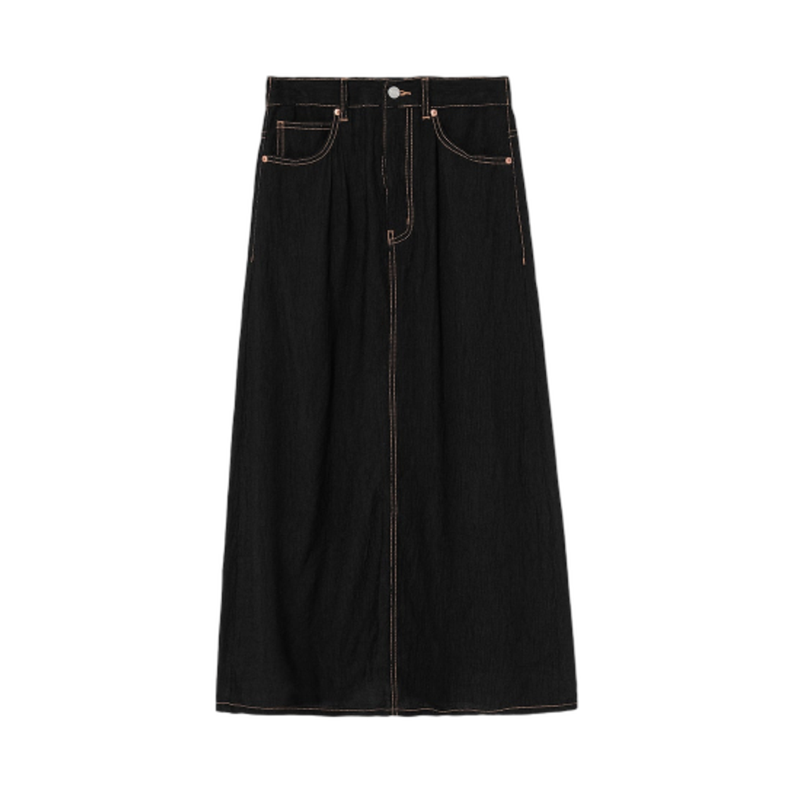 355427LP55 (W) 8seconds Ruched Rayon Long Skirt Black
