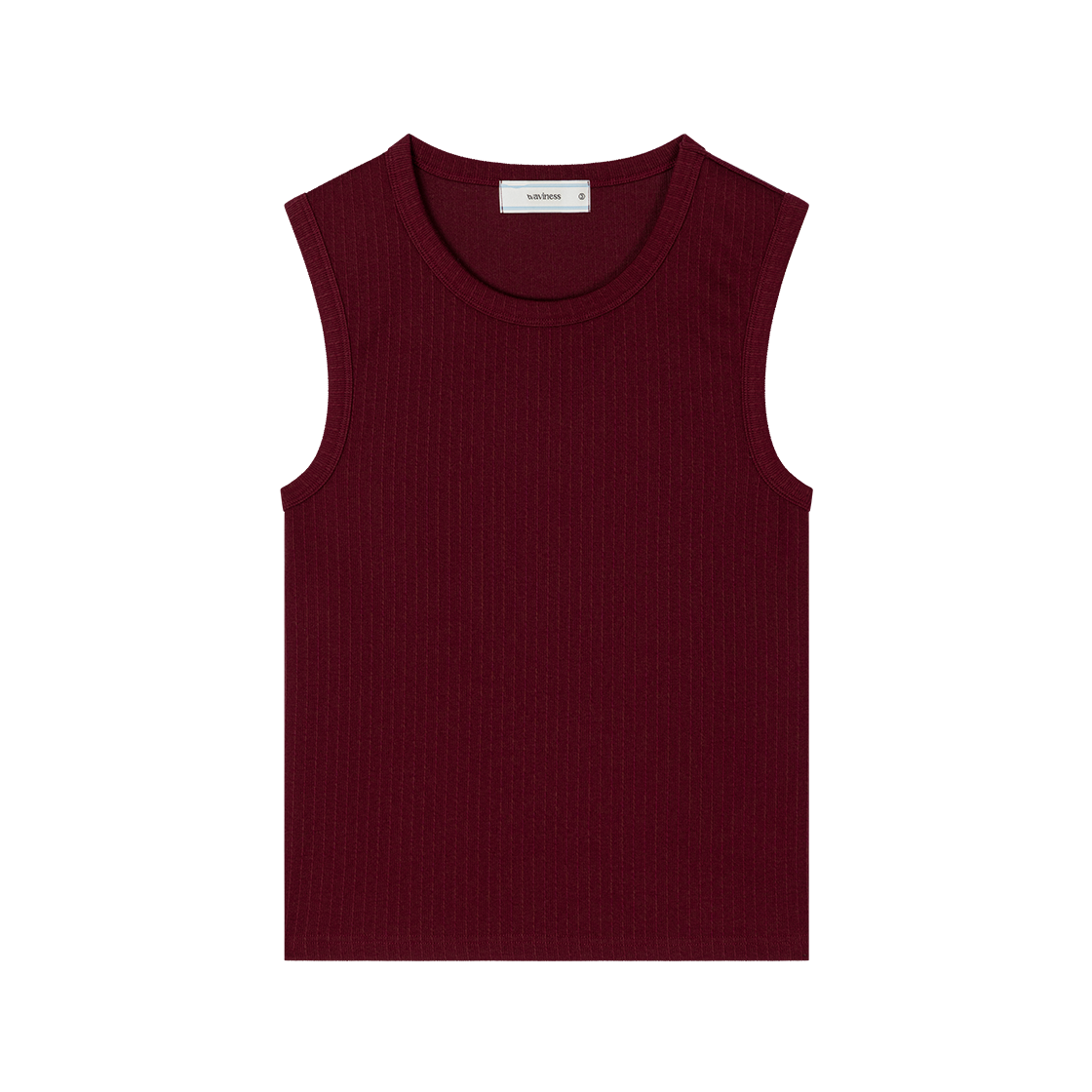 웨이비니스 플루티드 리브드 슬리브리스 버건디(Waviness Fluted Ribbed Sleeveless Burgundy)