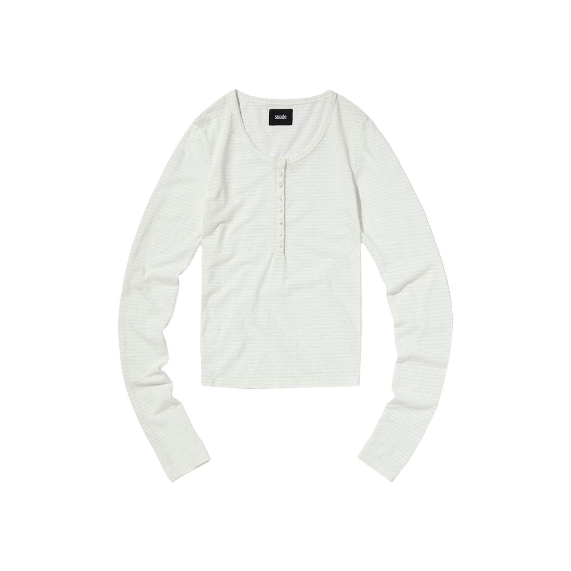 스웨이드 시어 슬림 헨리넥 화이트(Suade Sheer Slim Henley Neck White)