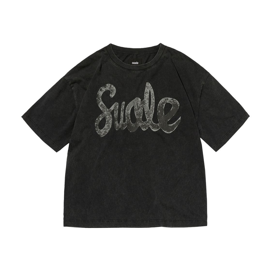 스웨이드 페이디드 로고 티 워싱 블랙(Suade Faded Logo Tee Washing Black)