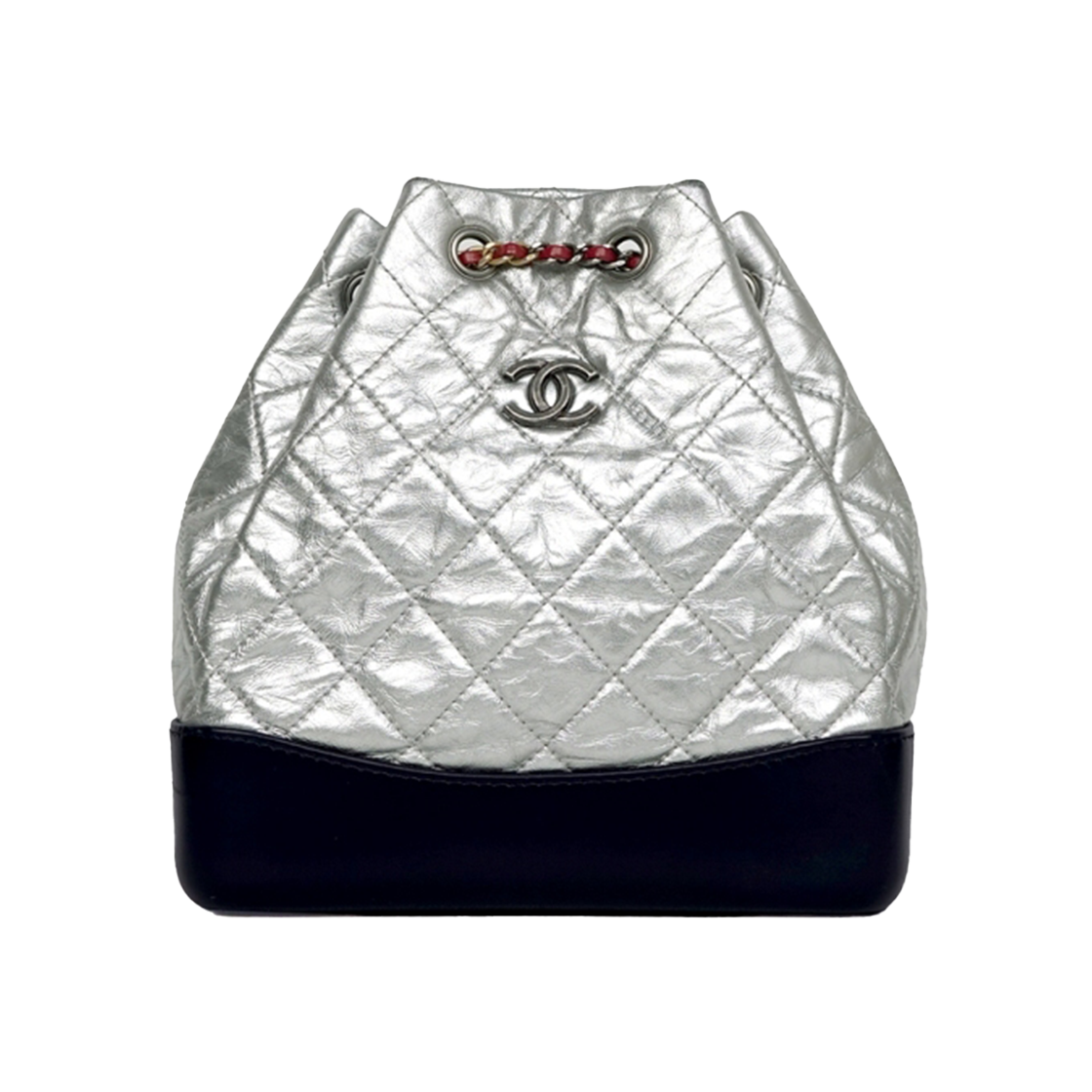 ITHGAT49QE8N Chanel Gabrielle Small Backpack Silver Navy, Style