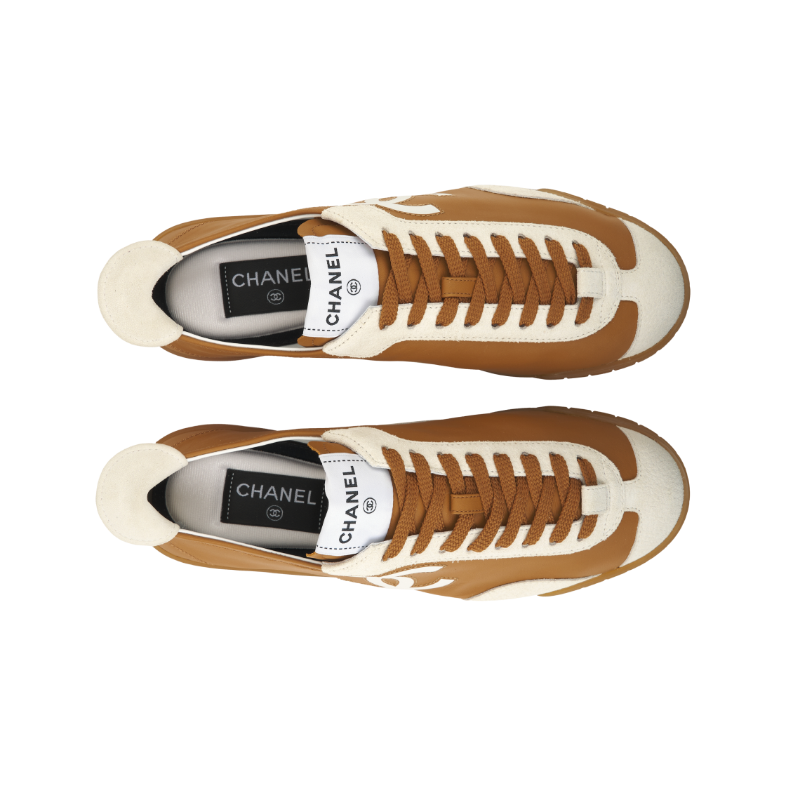 (W) 샤넬 스니커즈 카프스킨 & 엠보스드 스웨이드 카프스킨 라이트 브라운 화이트((W) Chanel Sneakers Calfskin & Embossed Suede Calfskin Light Brown White) - 5