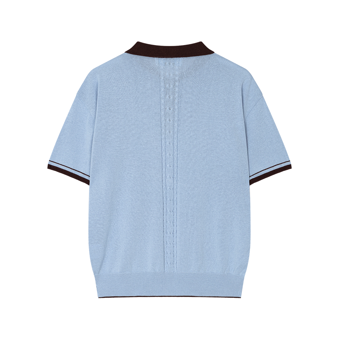 웨이비니스 악센트 카라 폴로 니트 블루 브라운(Waviness Accent Collar Polo Knit Blue Brown) - 2