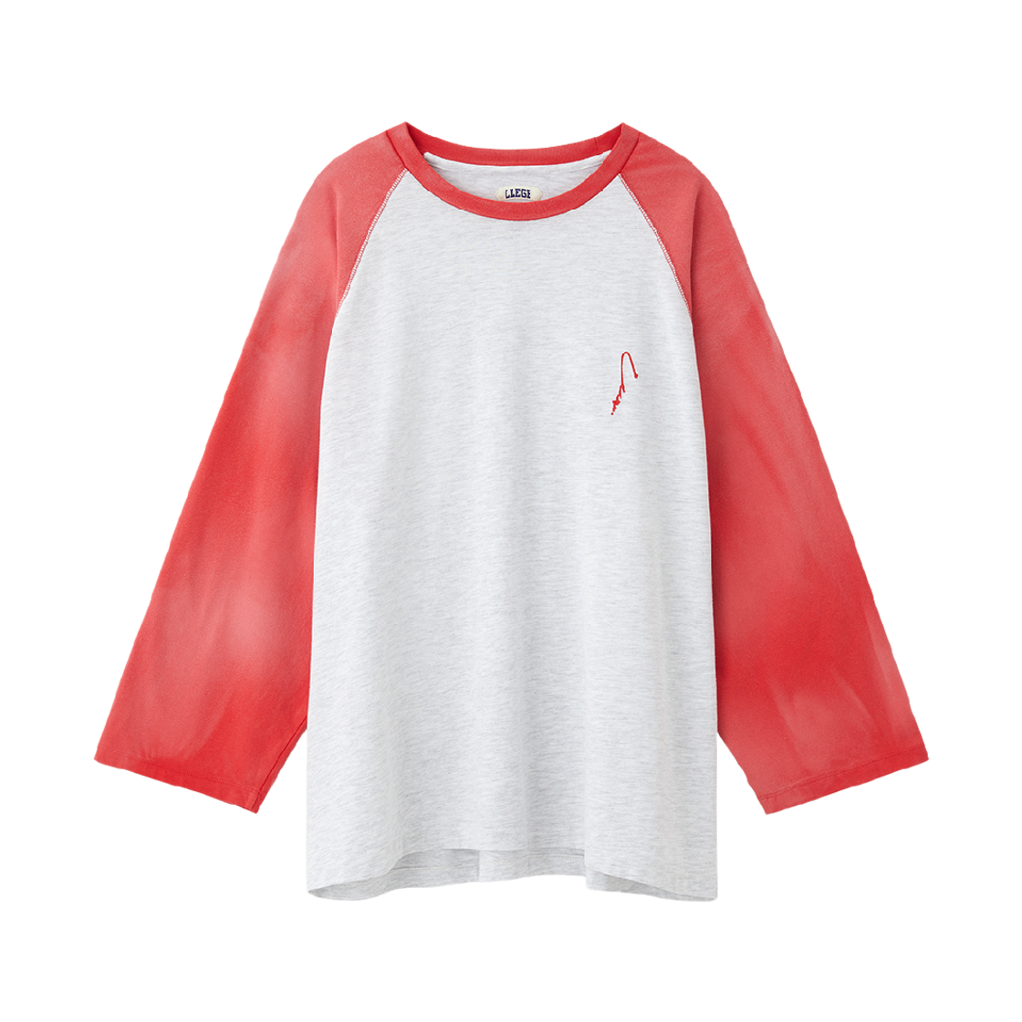 리지 오버사이즈드 래글런 티셔츠 레드(LLEGE Oversized Raglan T-Shirt Red)