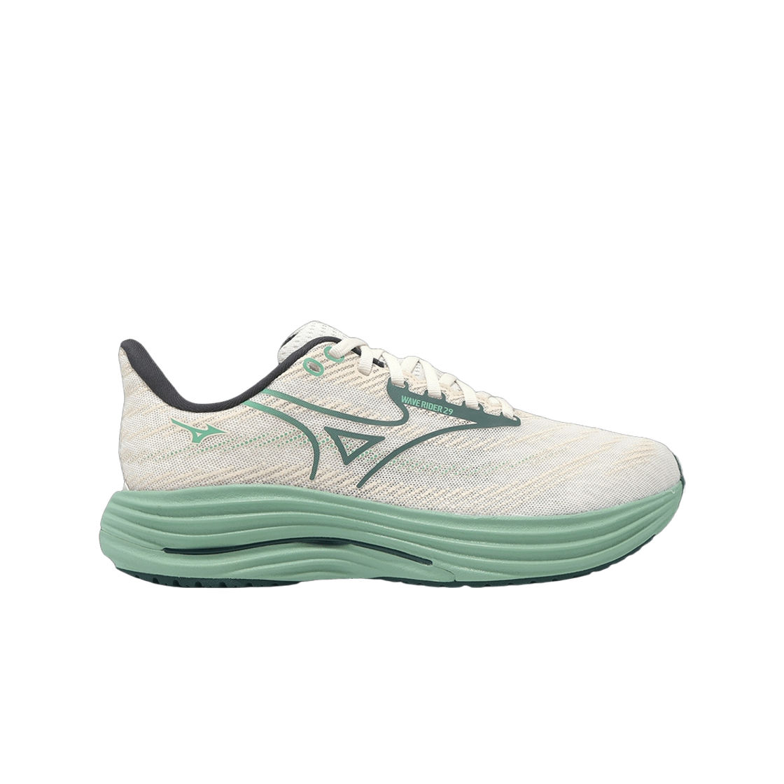 미즈노 웨이브 라이더 29 SW 스노우 화이트 비스트로 그린 - 4E 슈퍼 와이드(Mizuno Wave Rider 29 SW Snow White Bistro Green - 4E Super Wide) - 1
