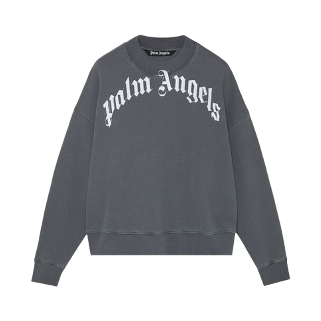 PMBA026F21FLE0041001 Palm Angels GD Curved Logo Crew Grey White