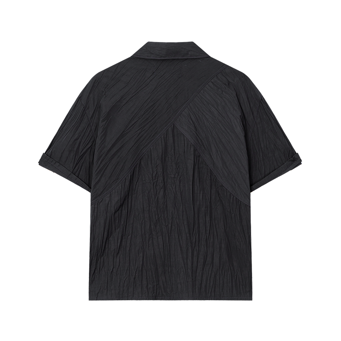 웨이비니스 크리즈드 오픈 카라 하프 셔츠 차콜(Waviness Creased Open Collar Half Shirts Charcoal) - 2