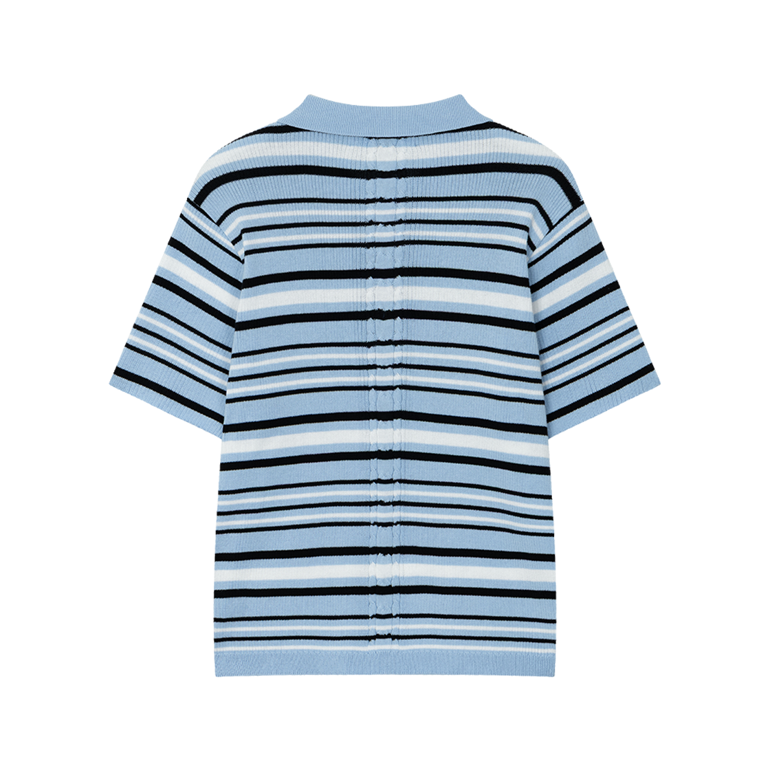 웨이비니스 멀티 스트라이프 폴로 니트 스카이 블루(Waviness Multi Stripe Polo Knit Sky Blue) - 2