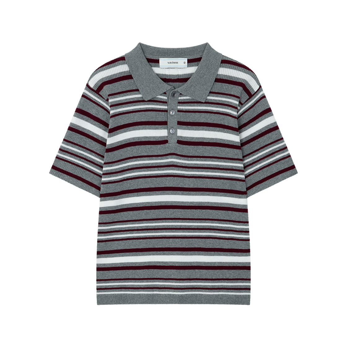 웨이비니스 멀티 스트라이프 폴로 니트 그레이(Waviness Multi Stripe Polo Knit Grey)