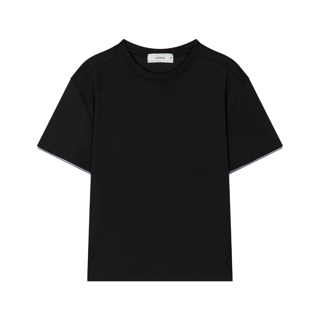 웨이비니스 스트라이프 레이어드 티셔츠 블랙(Waviness Stripe Layered T-shirts Black)