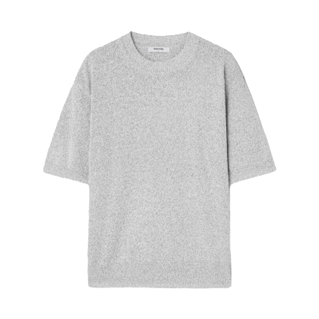 425451LY32 8seconds Boucle Two Tone Round Short Sleeve Knit Light Gray Silver