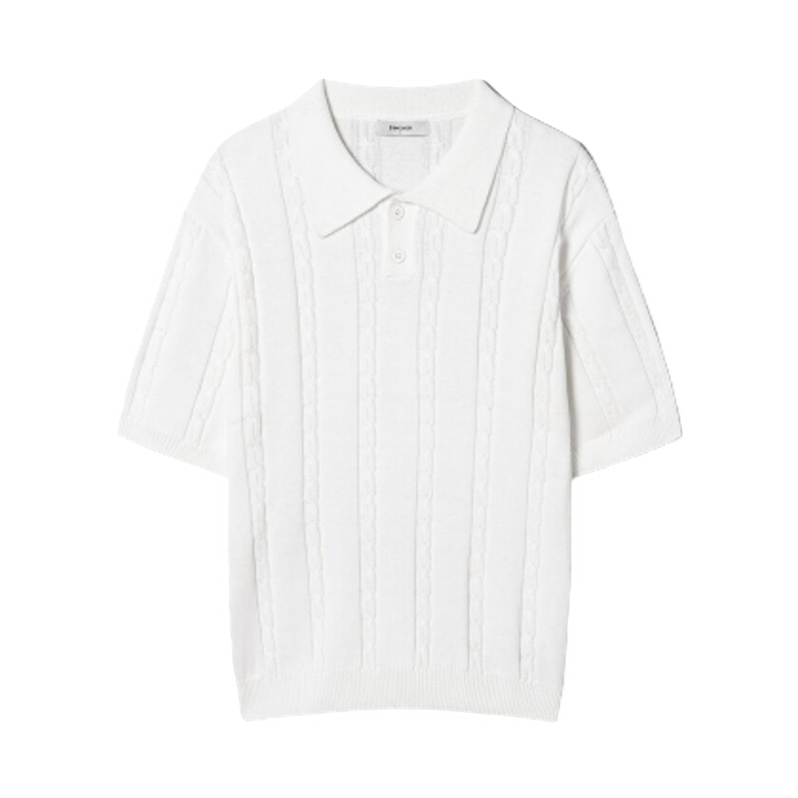 425451LY61 8seconds Cable Fabric Collar Short Sleeve Knit White