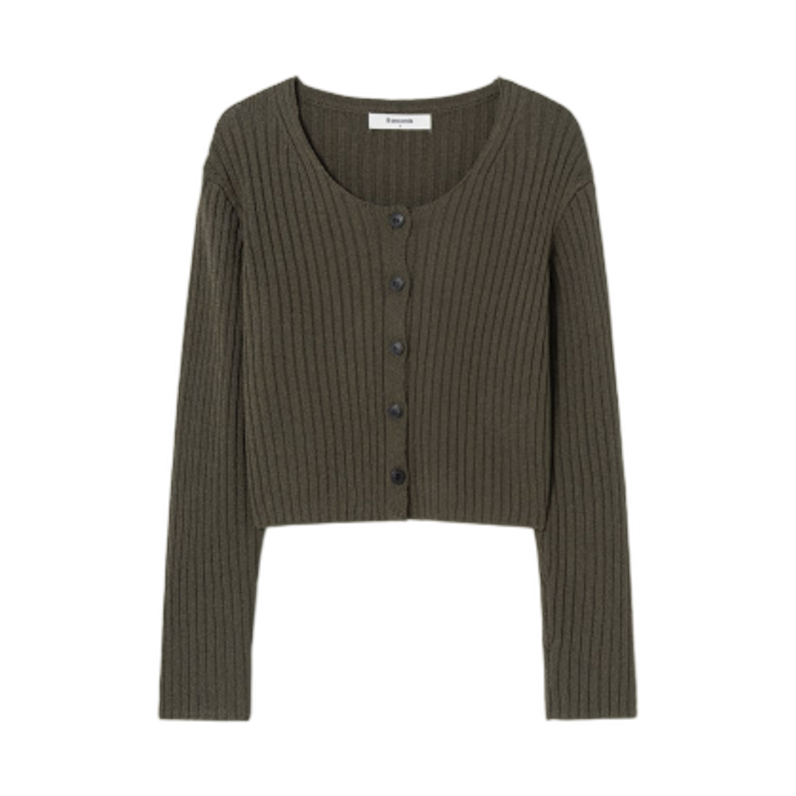 16545ACY3H (W) 8seconds Ribbed Cropped Long Sleeve Cardigan Salmon Pink Khaki