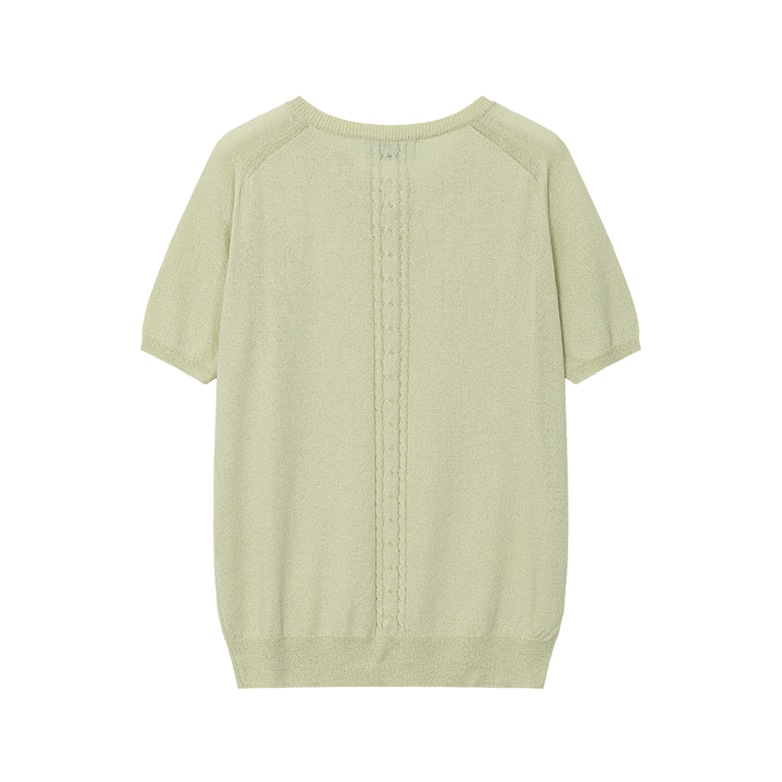웨이비니스 새들 라인 헨리넥 하프 니트 멜란지 라임(Waviness Saddle Line Henley-neck Half Knit Melange Lime) - 2