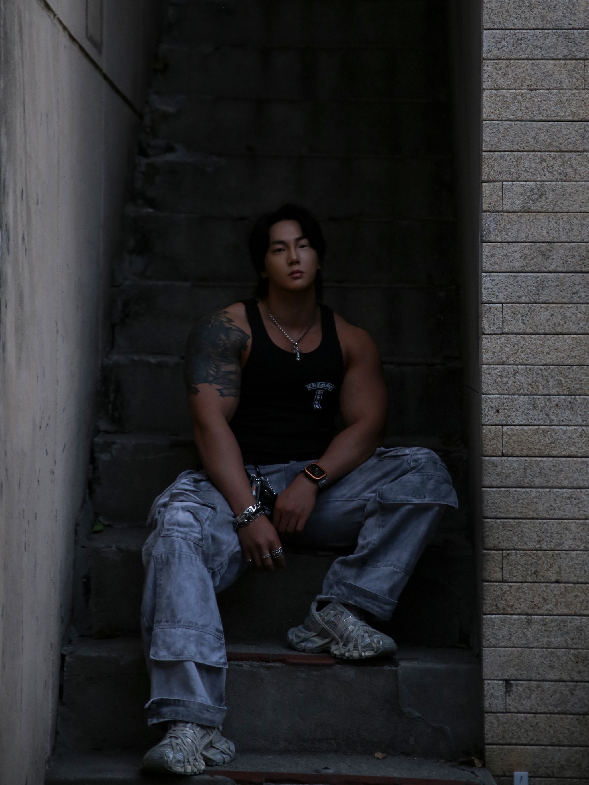 Chrome Hearts Cross T-Bar Logo Tank Top Black, Hansroom Chrome Hearts Dagger ID Fancy Bracelet 착용 스타일 - 6