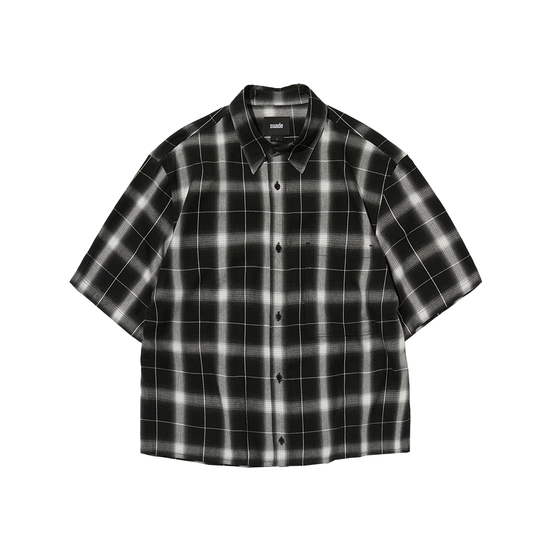 스웨이드 체크 숏 슬리브 셔츠 블랙(Suade Check Short Sleeve Shirt Black)