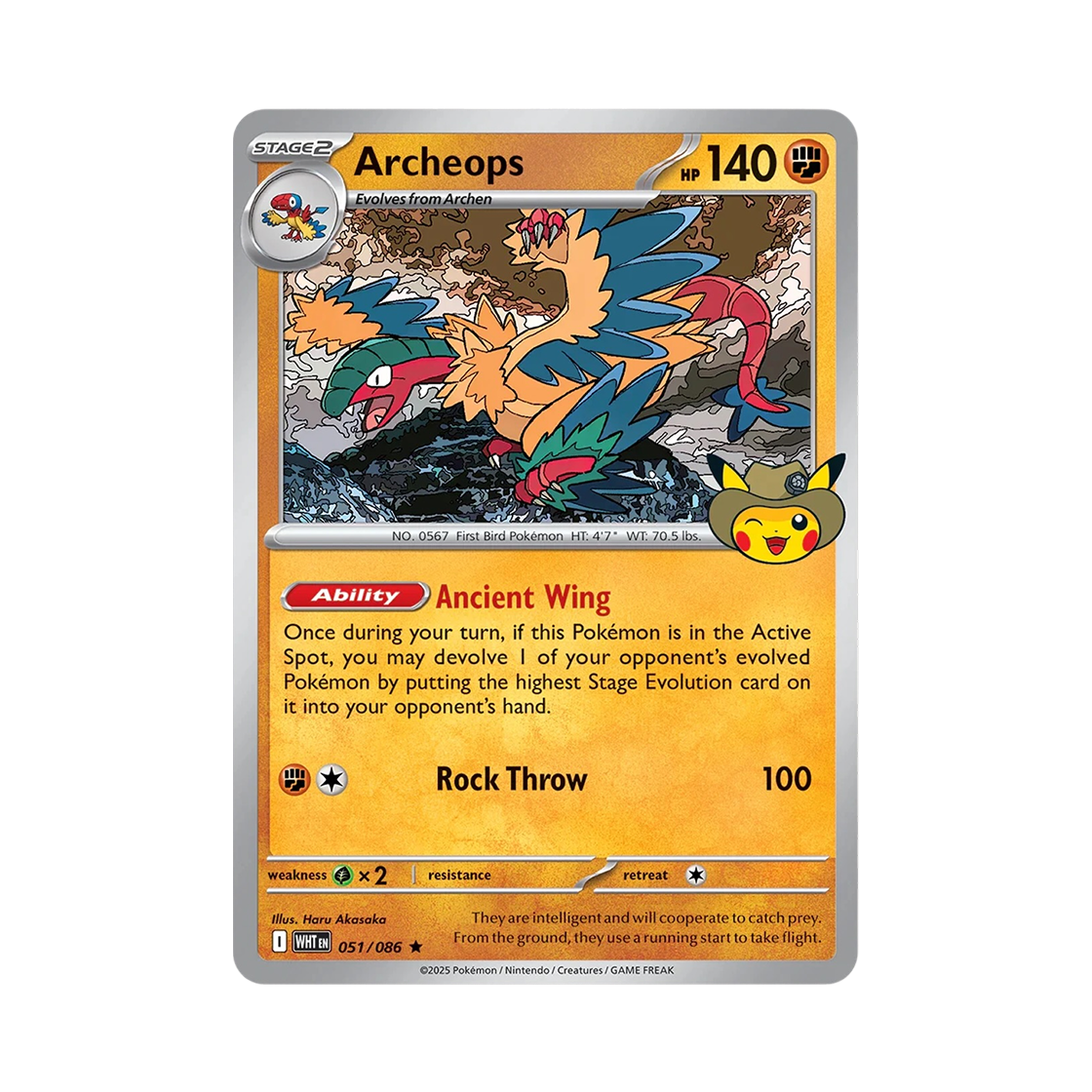 PROMO-WHT-051-086 Pokemon TCG Archeops Pokemon Fossil Museum Exhibition Promos (English Ver.)