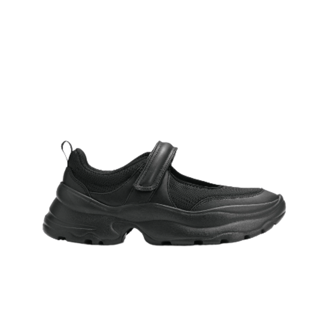 (W) GU 볼륨 솔 벨트 스니커즈 블랙((W) GU Volume Sole Belt Sneakers Black) - 1