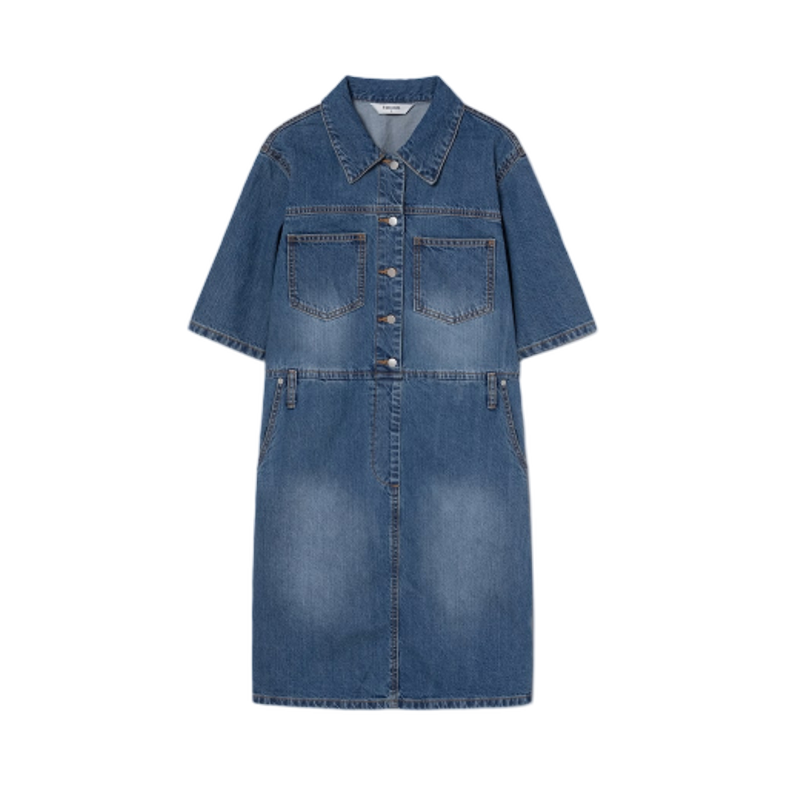 355371LPQP (W) 8seconds Shirt Type Short Sleeve Denim Onepiece Blue