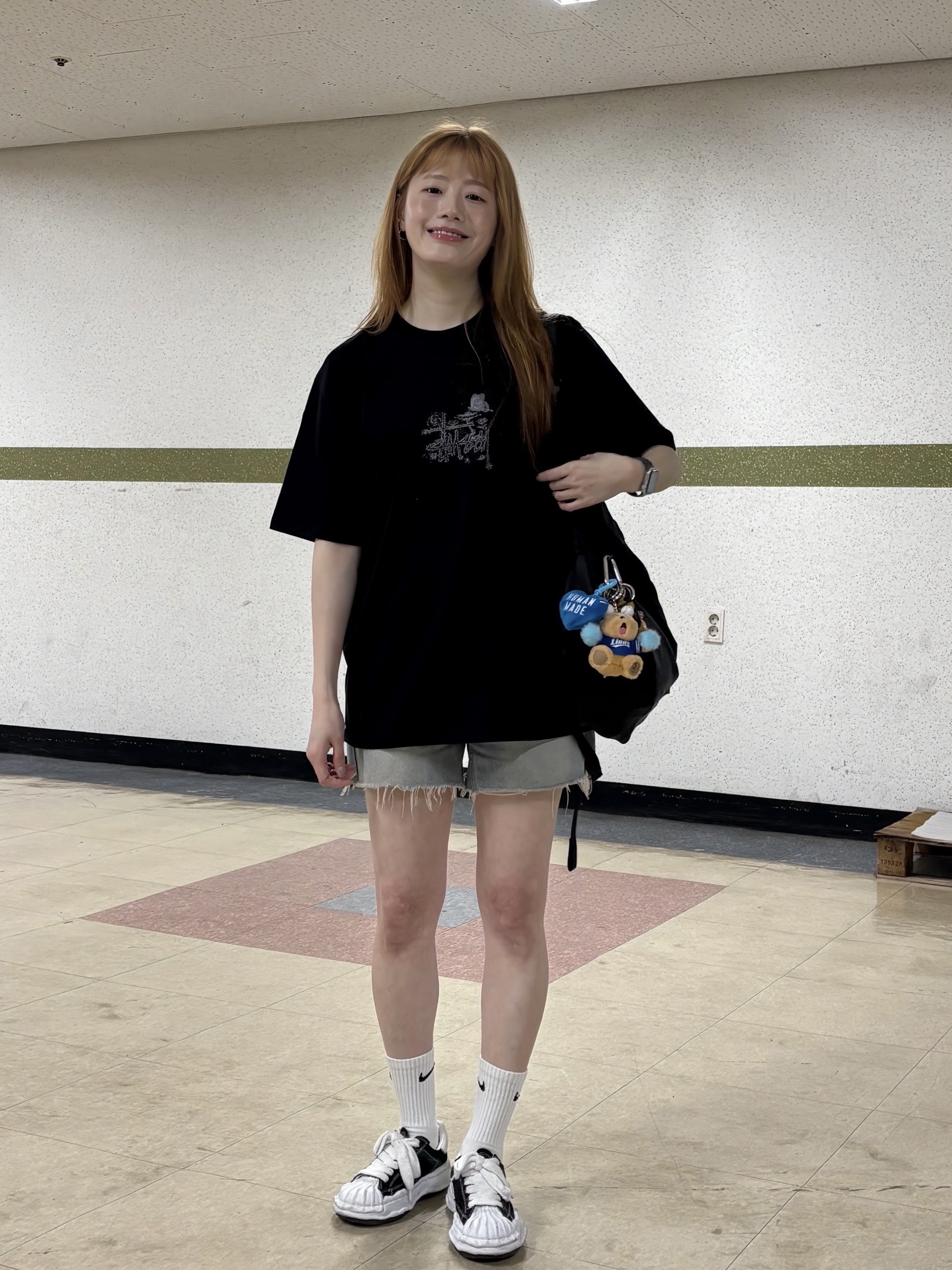 Maison Mihara Yasuhiro Blakey OG Sole Canvas Low-top Sneakers Black White, Starbucks x KBO Lions Bearista Keychain 착용 스타일 - 4