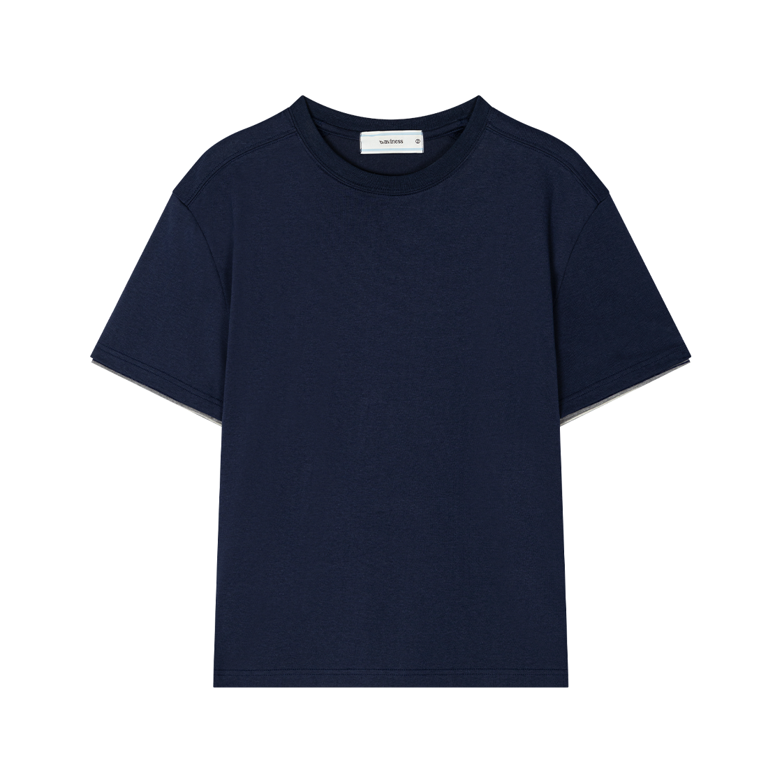 웨이비니스 스트라이프 레이어드 티셔츠 네이비(Waviness Stripe Layered T-shirts Navy)