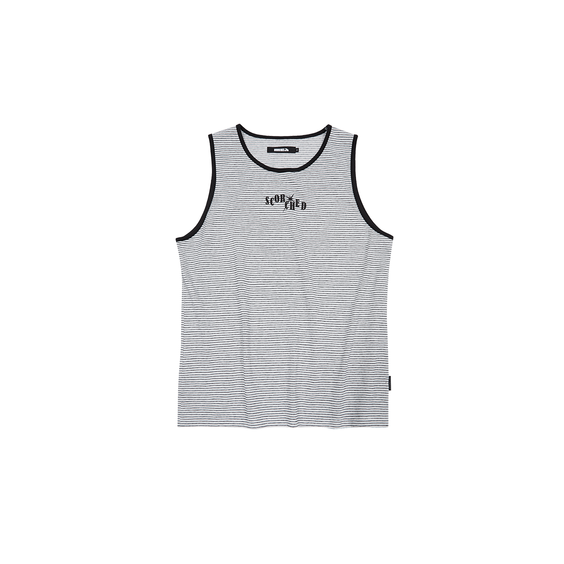 메아 스코치드 스트라이프 슬리브리스 화이트(Mea Scorched Stripe Sleeveless White)