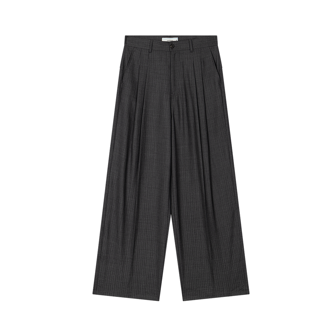 웨이비니스 투 턱 와이드 트라우저 차콜 스트라이프(Waviness Two-Tuck Wide Trousers Charcoal Stripe)