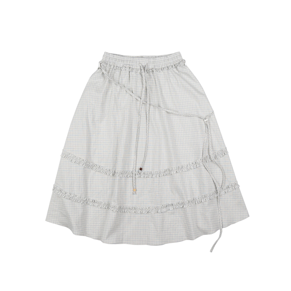 언스테디마켓 셔링 프릴 체크 스커트(UnsteadyMarket Shirring Frill Check Skirt)