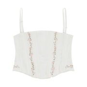 (W) Glowny Lace Rose Corset Top White