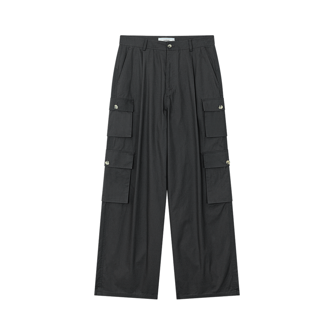 웨이비니스 와이드 카고 코튼 팬츠 차콜(Waviness Wide Cargo Cotton Pants Charcoal)