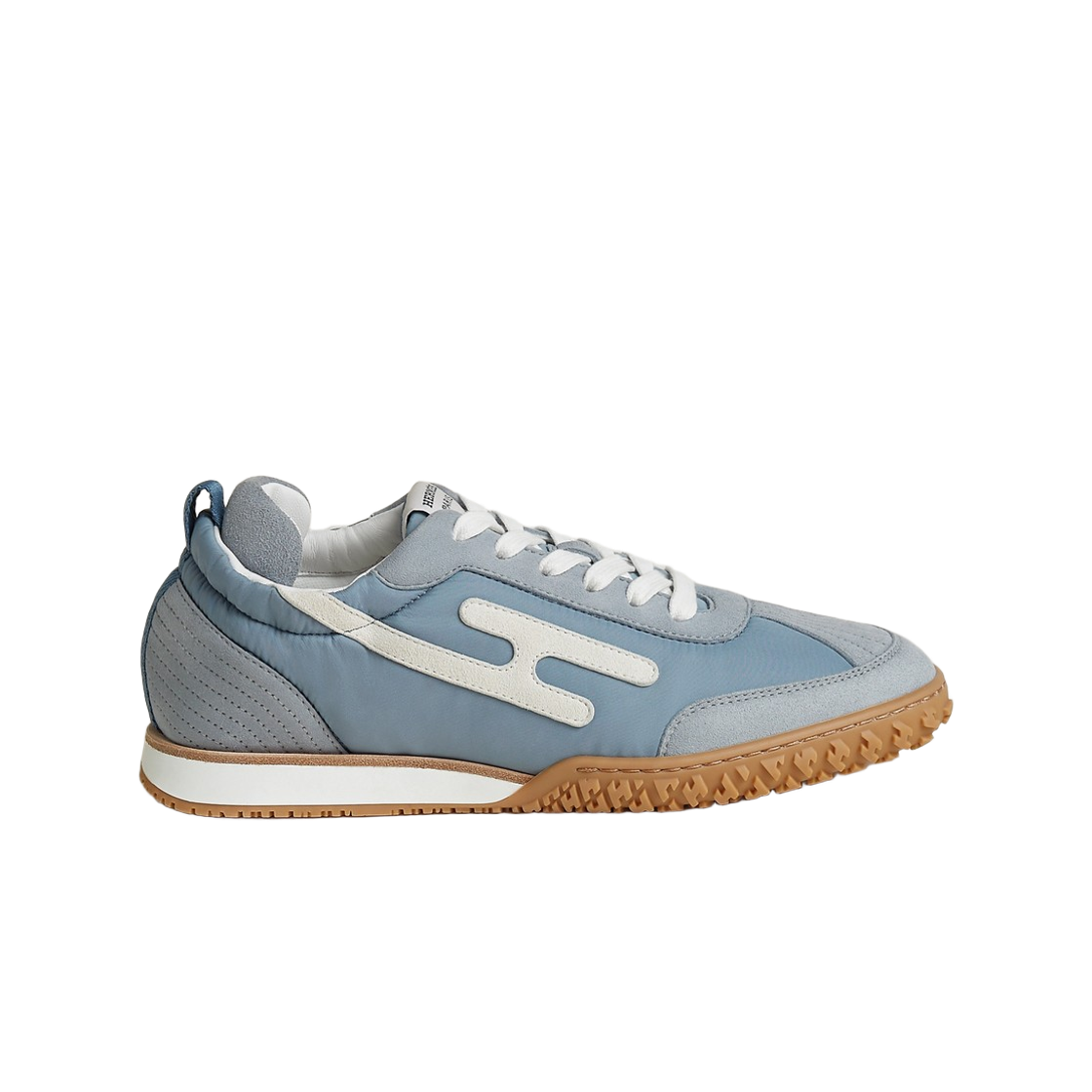 H252013ZBM (W) Hermes Jet Sneakers Suede Goatskin & Bleu Galet Blanc