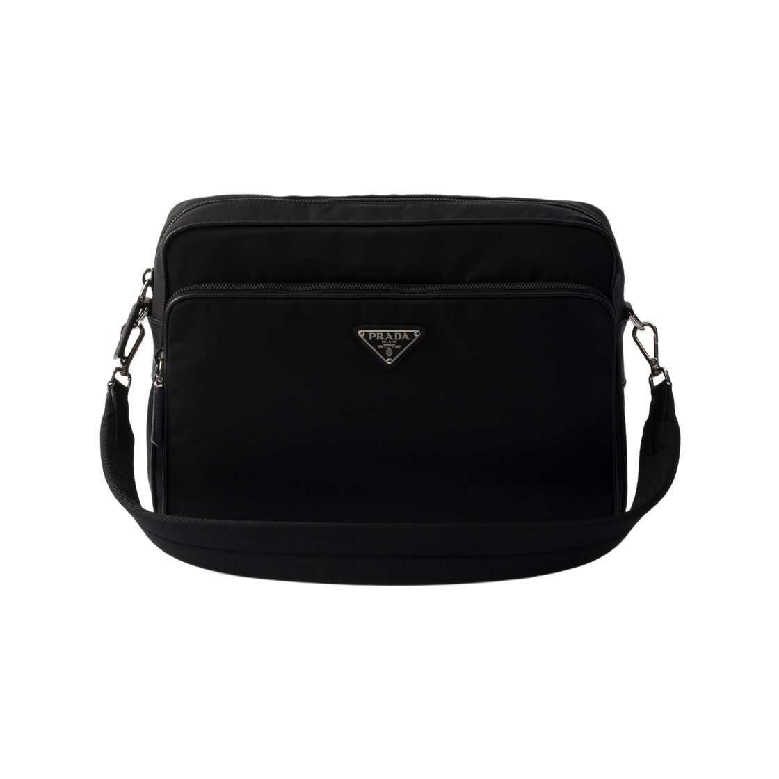 2VH203-2DMH-F0002 Prada Re-Nylon and Saffiano Leather Shoulder Bag Black