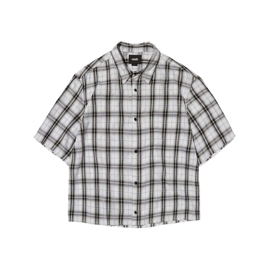 스웨이드 체크 숏 슬리브 셔츠 화이트(Suade Check Short Sleeve Shirt White)