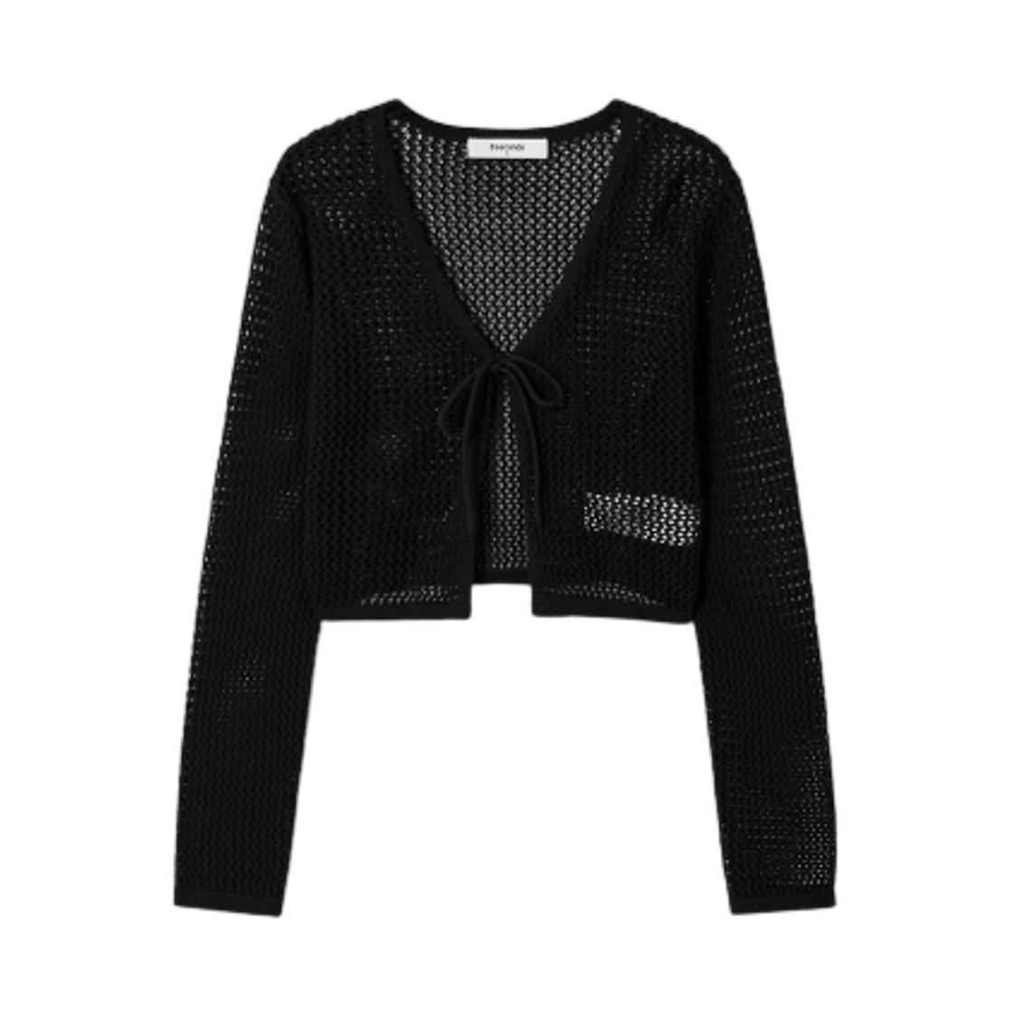 35545ALYL5 (W) 8seconds Ribbon Strap Net Cardigan Black