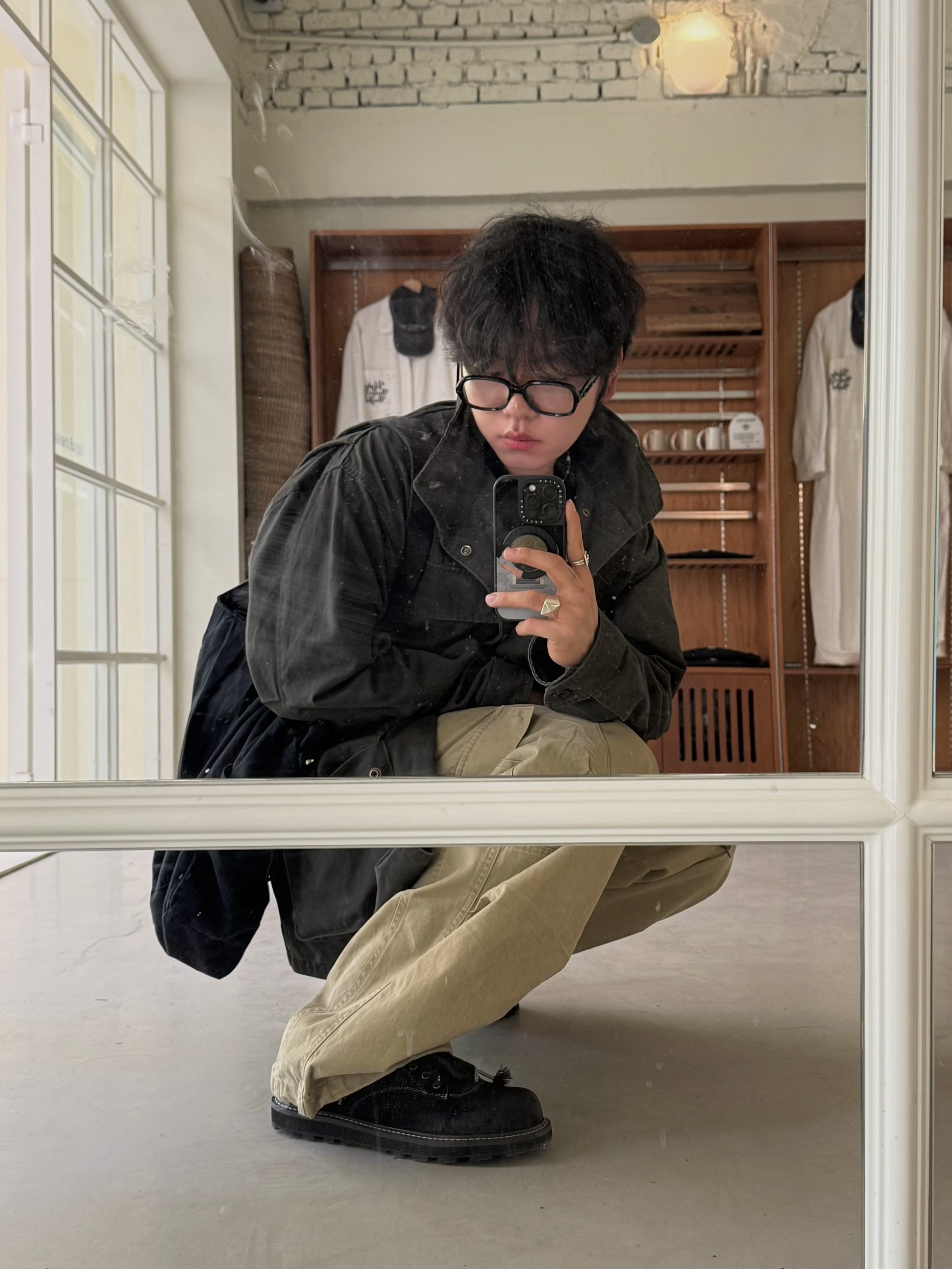 noun Washed Cargo Pants Beige 착용 스타일 - 7