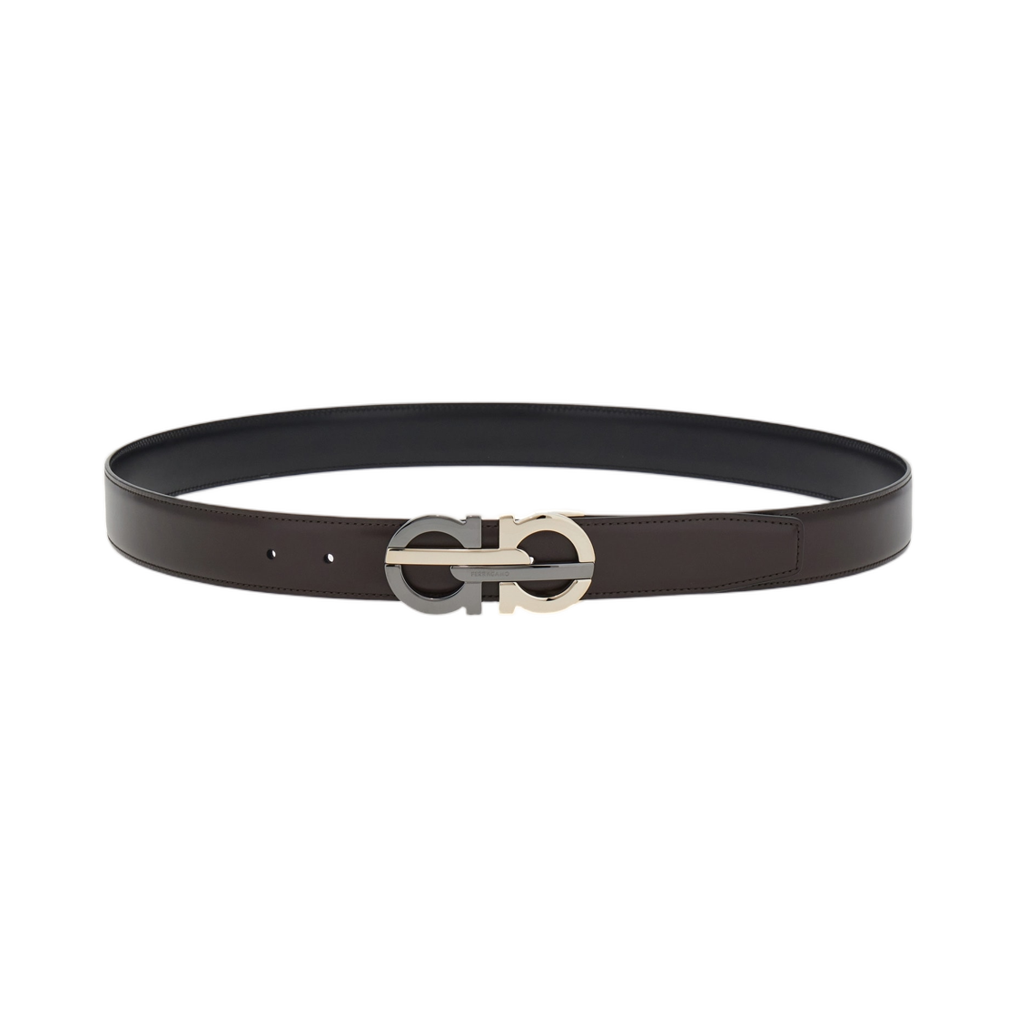 670052-781071 Ferragamo Reversible Adjustable Gancini Belt Testa Di Moro Black