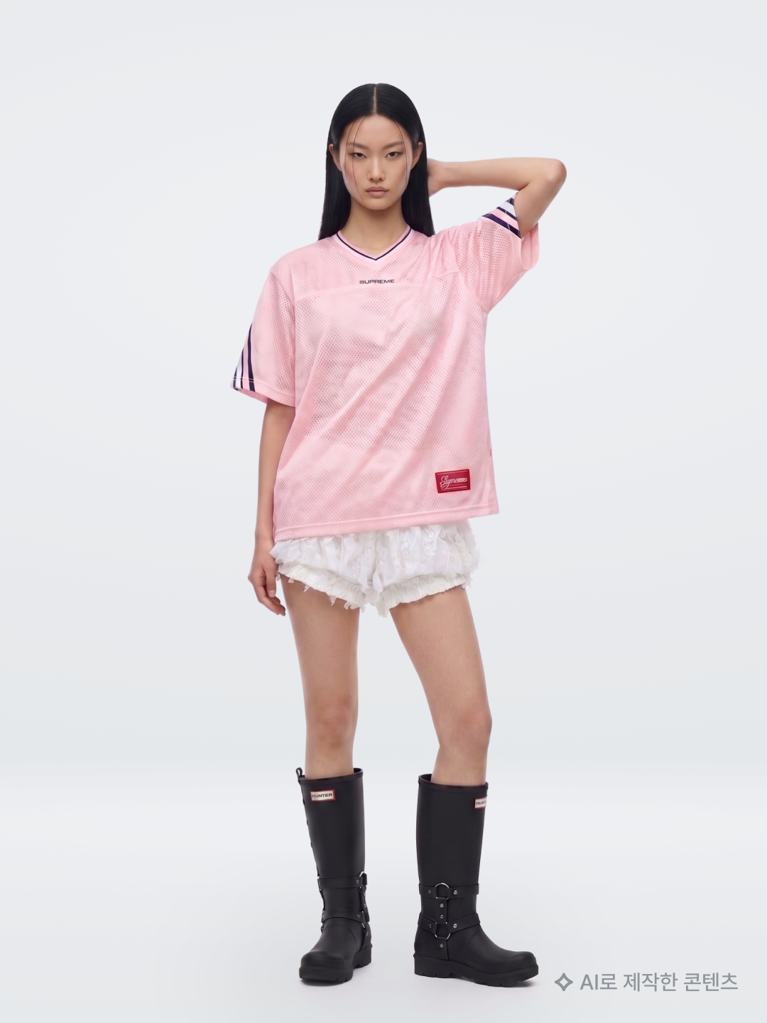 Umbro x Kasina 1997 Football Jersey Ivory, GOEN.J Asymmetric Draped Down Washed Midi Denim Skirt Blue 착용 스타일 - 6