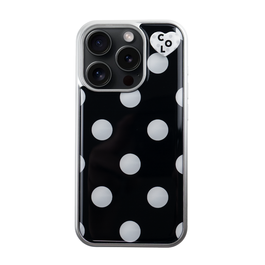 꼴라주바캉스 폴카 도트 하트 로고 펜던트 에폭시 케이스 블랙(COLLAGEVACANCE Polka Dot Heart Logo Pendant Epoxy Case Black)