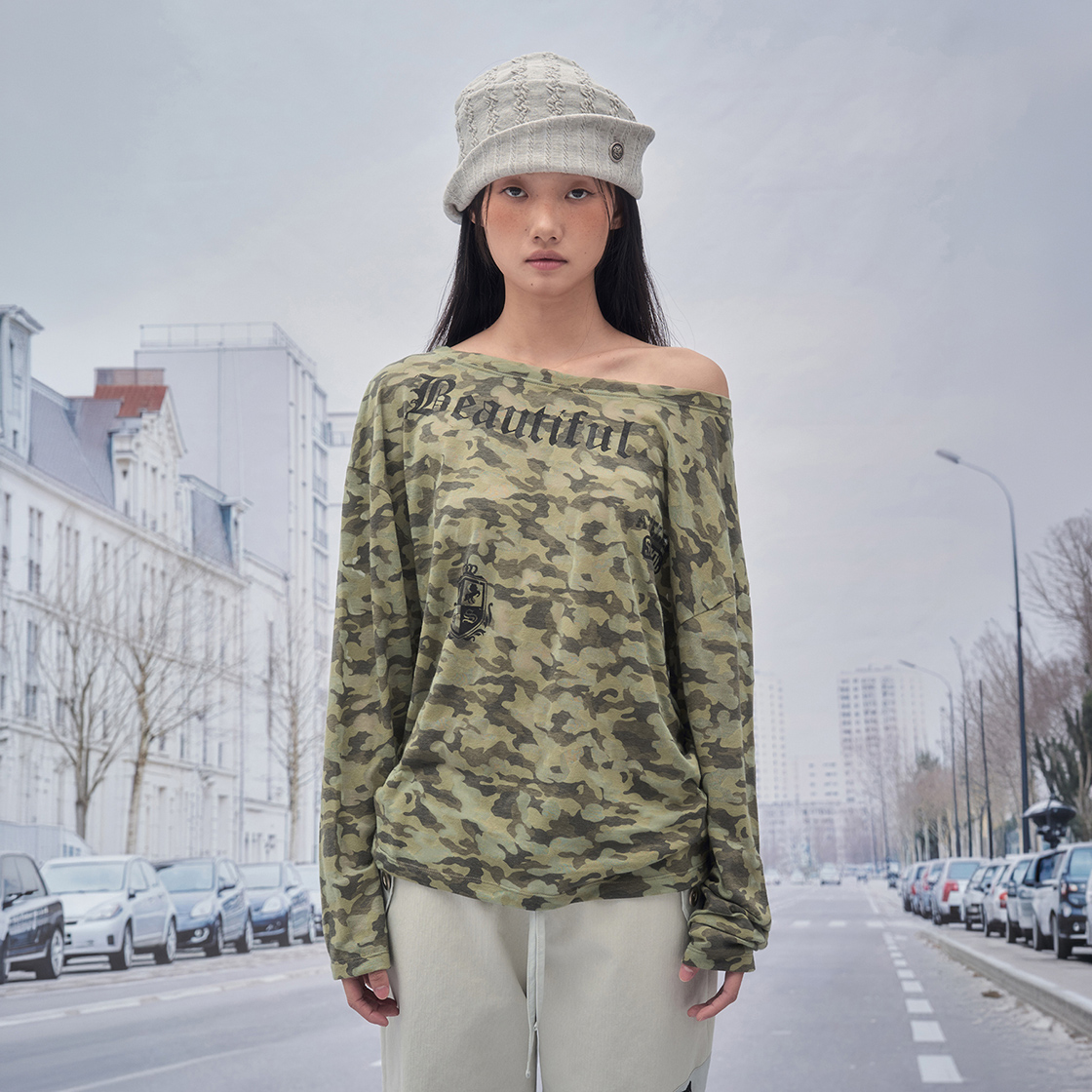 솜속 보에르 카모 비대칭 탑 그린(SOMSOC Voer Camo Asymmetry Top Green) - 2