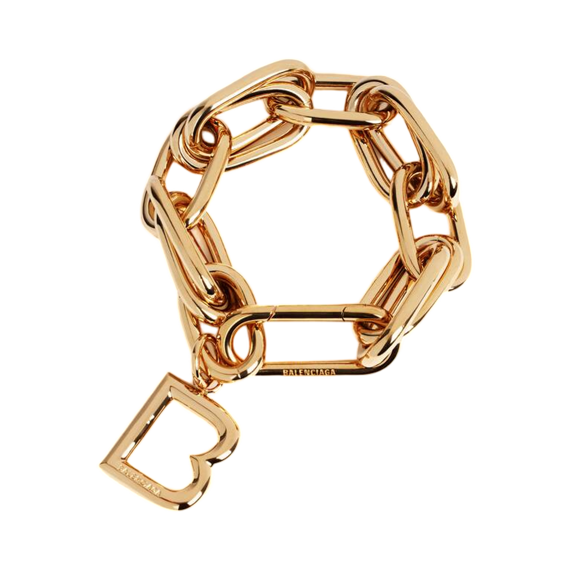 A000XSTZ88G0127 (W) Balenciaga B Link Bracelet Shiny Gold