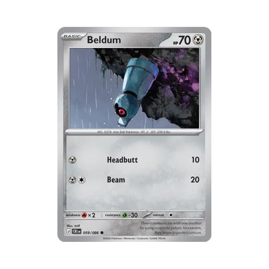 포켓몬 TCG 메탕 C 카오스 라이징 (영문판)(Pokemon TCG Beldum C Chaos Rising (English Ver.))